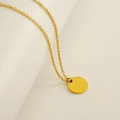 Collier en acier inoxydable doré avec pendentif rond minimaliste gravé de la lettre V - Lettre V (Chaîne Incluse)