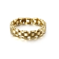 Bracciale industriale in acciaio inossidabile dorato con maglie ovali e rivetti - Oro (KB123284-KFC)