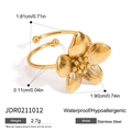 Détails de la bague fleur dorée avec texture brossée et dimensions précises - Fleur à Cinq Pétales Dorée(JDR0211012)