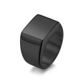 Anillo de sello minimalista para hombre de acero inoxidable negro mate con cepillado - Talla 7 / Negro