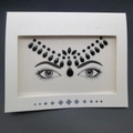 Pegatina facial de cristales negros con forma de lágrima en patrón decorativo estilo ojo de gato - 1077