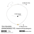 Dimensioni dettagliate della catena a serpente regolabile con ciondolo a sfera oro - Catena in argento con collana con ciondolo in oro (JDNW2409057-PS) / 70,0 cm regolabile