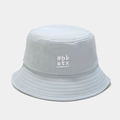Close-up of light blue cotton bucket hat with white #bb atx embroidery and stitched brim - M (56-58cm) / Light Blue