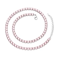 Adjustable silver finish tennis necklace featuring a row of round pink cubic zirconia - 4mm Silver/Pink Zircon/40cm