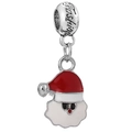 Santa Claus enamel charm bead with Fashion engraving for Christmas jewelry making - Santa Claus Head (Fashion Engraving)