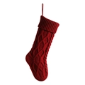Classic red knitted Christmas stocking with diamond pattern and hanging loop - Fuschia