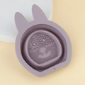 Purple rabbit-shaped silicone makeup brush cleaning mat with various textures - Haze Purple