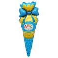 Schultüte shaped foil balloon with ABC and 1+2=3 patterns for back to school decoration - Blue German Schultüte Shape Style Two