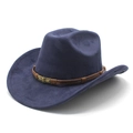Dettaglio cappello da cowboy blu scuro con fascia in pelle e stemma con teschio - M (56-59cm) / Blu navy