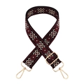 Dettaglio della tracolla jacquard etnica con ganci in metallo dorato e fibbia - Chiusura in Argento / X9-Nero Amaranto