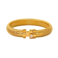 Golden Tubogas bracelet with H-shaped clasp and crystal inlay in minimalist style - Gold Bracelet (YS782)