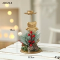 Golden iron Christmas candle holder with snowman figure, pine cones and red berries - Snowman Style (ABCZ2-8)
