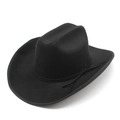 Chapeau de cowboy classique en feutre noir à larges bords avec ruban décoratif élégant - M(56-59CM) / Noir