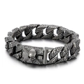 Bracciale punk teschio da uomo in grigio scuro con maglie con motivo a serpente - Nero (KB150672-KJX)