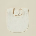 Soft beige muslin cotton baby bib with snap button closure and U-shaped design - Light Yellow