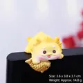 Miniature yellow dragon resin figurine with gold carp for computer monitors decoration - 3.6x3.8x3.1CM / Type A Lucky Koi Dragon