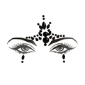Black face rhinestone stickers with eye and forehead gems for music festival party - HF-061 Black Decoration