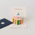 Set biglietto di compleanno 3D con torta di carta e busta blu scuro inclusa - Design F - HK8005 Biglietto Pop-up Arcobaleno