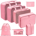 7-piece pink travel storage organizer set with mesh bags, shoe pouch and laundry bags - Cosmetic Bag 8-Piece Set / Pink