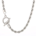 Collier chaîne torsadée pour homme en acier inoxydable argenté avec fermoir à bascule OT - 7mm Largeur x 60cm Longueur / Argent