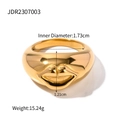 Gold lip-shaped zircon ring with 1.73cm inner diameter and polished stainless steel finish - Gold Lip Shape Style (JDR2307003-7)