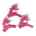 Three pink reindeer Christmas ornaments in a jumping pose for DIY holiday decoration - Rose Red