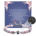 Bracelet perles avec projection 100 langues Je t'aime pierre et carte cadeau - À ma nièce / Pierre zèbre rose