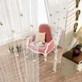 White rose thread curtain with silver silk for doorways or room dividers - White