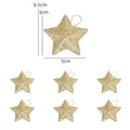 Set of 6 gold glitter star ornaments for Christmas tree hanging decoration with cords - 5cm (Set of 6) / Gold