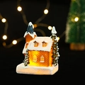 Close-up of a glowing Christmas resin house featuring snowy details and warm LED lighting - Snow House (Style 23-C)