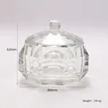 Transparent octagonal glass nail crystal cup with lid, 80mm width and 258g weight - No. 80 Octagonal Cup with Lid