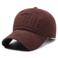 Vintage brown baseball cap with 3D embossed LAUFELLE text and distressed brim detail - Adjustable / Coffee