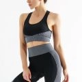 Ensemble de yoga sans couture bicolore noir et gris pour femme avec legging taille haute - S / Ensemble Débardeur Noir et Blanc