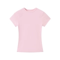 Fitted pink short sleeve crewneck athletic T-shirt in soft elastic stretch fabric - Pink