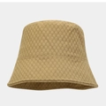 Khaki bucket hat with honeycomb texture for women, stylish foldable sun protection beach cap - M (56-58cm) / Khaki