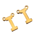 Pendentif lettre I en acier inoxydable plaqué or 18k avec deux anneaux de connexion - Or - Lettre I / Ensemble de 20 Pièces