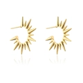 Minimalistische 18K vergoldete Ohrringe mit Sonnenstrahlen-Design für Damen - Goldene Sonnenstrahl-Stachel-Ohrringe
