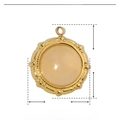 Detail view of 14mm round stainless steel pendant with 12mm natural stone inlay specifications - YE156-Moonlight White Round Stone