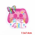 Detailed embroidery view of Gamer Girl pink controller patch with 7.3x7.4cm dimensions - Pink Game Controller