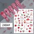 Adesivi per unghie di San Valentino con cuori rossi e rose modello JO-2484 - Stile 2484