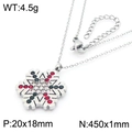 Collana con pendente a fiocco di neve argento con strass rossi e verdi per Natale - Argento (KN290903-GC)