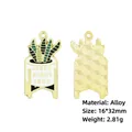 Macro view of alloy cactus potted plant pendant with crazy plant lady text for DIY jewelry - Snake Plant Potted Plant