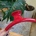 Detail of a large 15cm French red hair claw clip in a glossy finish for thick hair - China Red