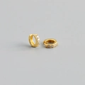 Detailed macro view of S925 sterling silver gold earrings with small zircons - Outer Diameter 8mm / Gold