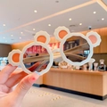 Occhiali da sole per bambini color bianco crema con simpatico design a orecchie d'orso cartone - Lente grigia / Bianco Sporco