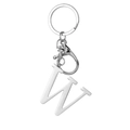Modern stainless steel keychain featuring a polished silver-tone letter W pendant - Alphabet W (现代简约W) / Steel