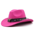 Close-up of fuchsia western cowboy hat with vintage bull skull emblem and leather band - M (56-58cm) Adjustable / Rose Red
