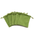 Set of 5 grass green velvet drawstring jewelry pouches for rings and necklace storage - Army Green