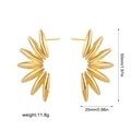 Detailed size view of 18K gold petal leaf earrings with dimensions 50mm height and 25mm width - Flower Petal Style / Gold