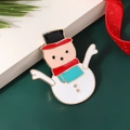 Mini Christmas snowman brooch with black hat and red scarf in festive enamel finish - Style 25